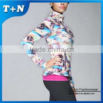 Bulk Latest design nylon fitness double zipper cheap wholesale yoga jacket