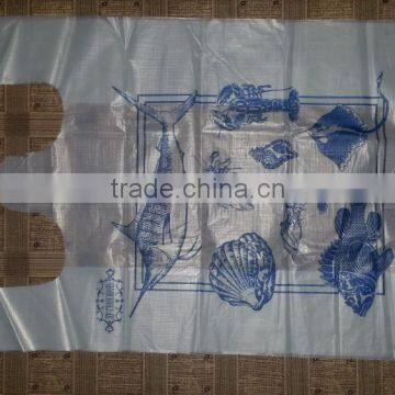 clear T-shirt bags with blue logo printed RUSSIA market