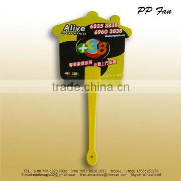 Yellow plastic handle UV Printing Plastic fan