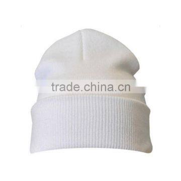 Custom Plain Womens White Cotton Beanie Winter Hats