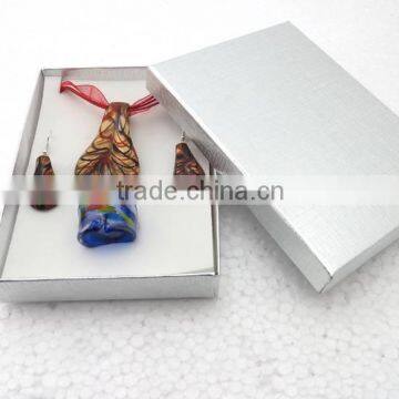Drop Lampwork Glass Art Deco Jewelry Set