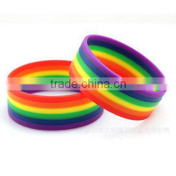 Silicone colorful wristband Gay Lesbian LGBT rainbow pride bracelet