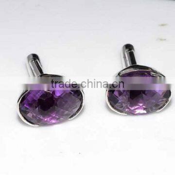 The Gopali Jewellers Amethyst cufflinks, Gemstone Men's Cufflinks