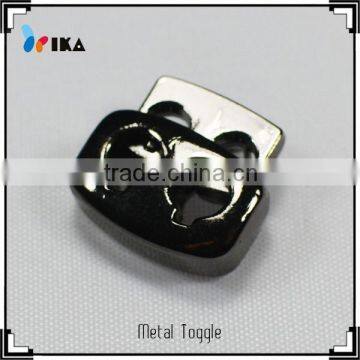 Horizontal 2 Holes Gun Metal Cord Stopper for Coat