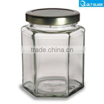 High quality wholesale 280ml Hexagon Honey Glass Jar