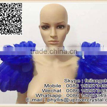 Luxurious Royal Blue High Quality Cheap Shoulder Goose Feather Wings For Samba