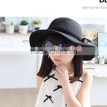 MZ2232 Winter Warm Woolen Kids Baby Child Girls Bow Retro Bowler Cute Bucket Hat