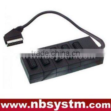 21pin Scart plug to 5 x 21pin Scart jacks box 30cm(dvd.video,dvd-r,versterker,game control)