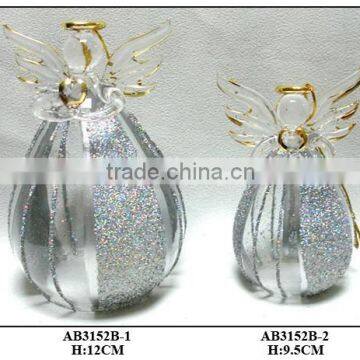 Chirstmas Sliver Glitter Hanging Glass Angel