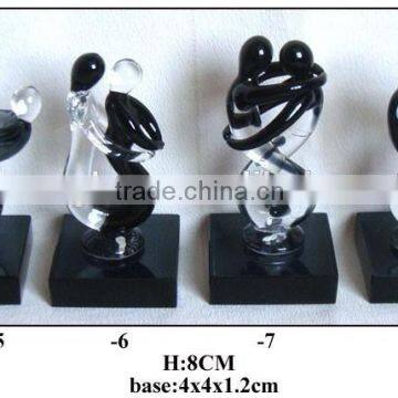 (01-2567-5-6-7-8)black and clear glass figures decoration