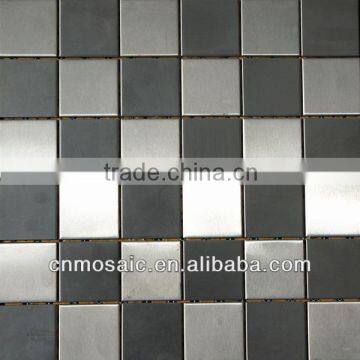 grey and white peel and stick metal mosaic tile