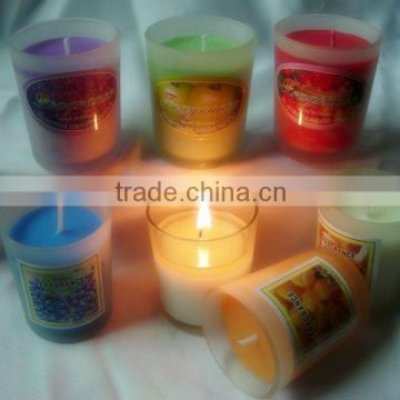 Ali express promotion gift soy wax glass Candle,frost glass candle