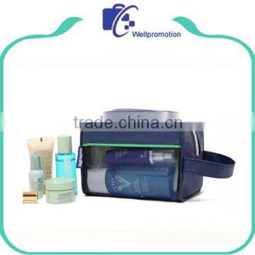 Promotional travel men leather cosmetic makeup bag