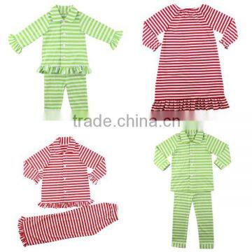 Cotton knit children clothing striped pajama baby kids pajamas set wholesale christmas pajamas toddler Christmas pajamas