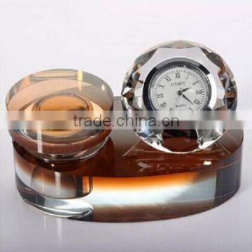 New Design Crystal Perfume Bottle With Diamond Clock