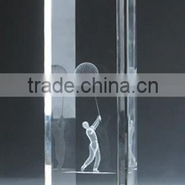 Hot Sale Crystal Business Service Trophy With 3D Laser Logo