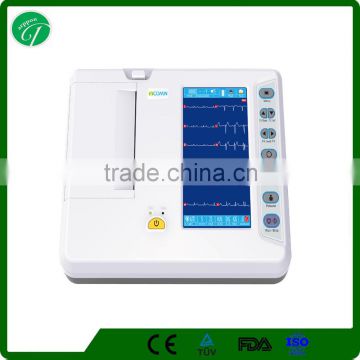 CE Approved color display touch screen Digital 3/6 Channels ECG Machine E8062