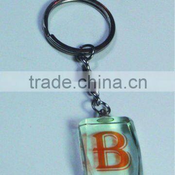 pure printed picture flash light crystal glass keychains with small Christmas gift (R-0847