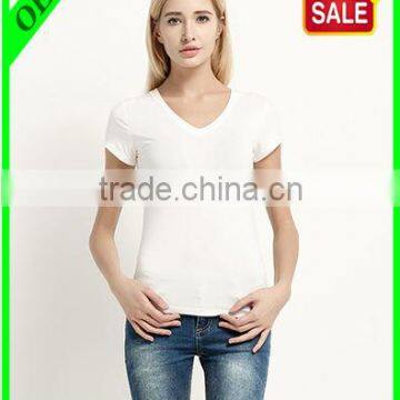 Short sleeve fashion blank white women t shirt in bulk