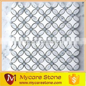 carrarra and thassos daisy flower marble mosaic