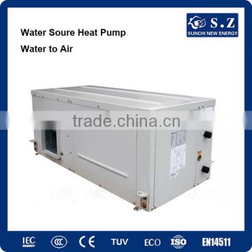 Cold winter -40C house using 5kw,9kw,15kw,18kw 220v geothermal water source to room heating+cooling air air heater pump