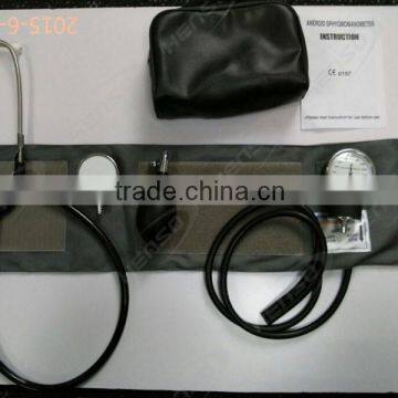 Aneroid Sphygmomanometer with stethoscope, PVC bulb and bag