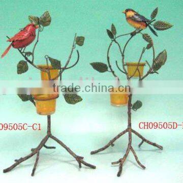 bird designs candle holder with glass