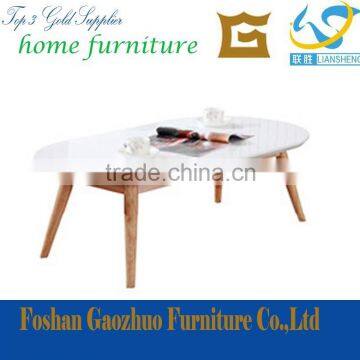 2016 quality oval modern design MDF high gloss Tea Table with ash wood legs