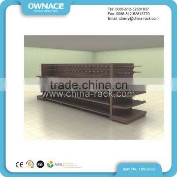 Wooden and Metallic Gondola Supermarket Dispaly Shelving Stand