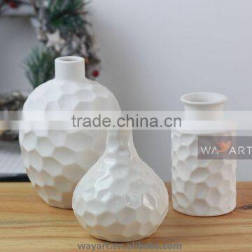 White Ceramic Vase for Faceted Cut Design