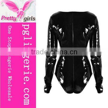 PVC Leather Jumpsuit Black Playsuit Sexy Women Costumes for Halloween Cosplay photo-2