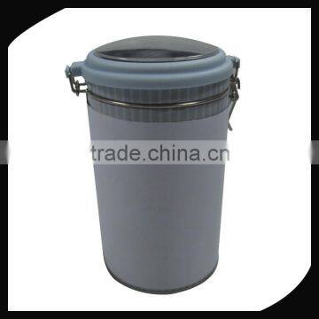 Round tin box for coffee/Cylinder coffee tin can packaging with sealing cover/cylinder with plastic cover coffee tin box