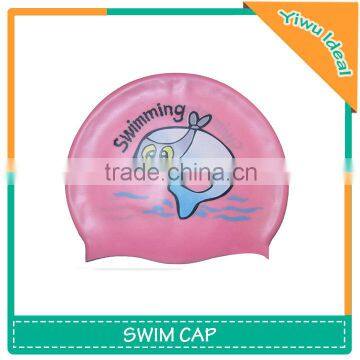 Cartoon Design Printing Silicone Ear Baby Swim Cap