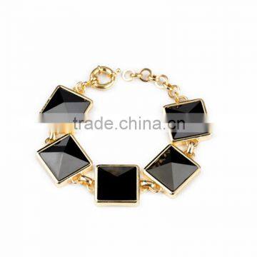 China Wholesale Big Square Resin Diamond Gold Bracelet Model photo-3