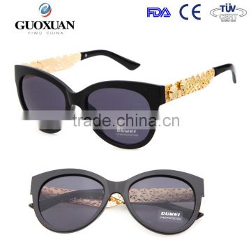 Fashion Women Cat eye PC frame with Metal flower Temples Roller Blank Bolle Sunglasses