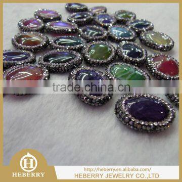 Natural agate crystal rhinestone pendant fashion design with oval shape for christmas