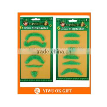 Funny mustache jokes party supply green color fake beard