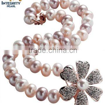 mixed colour 11-12mm button round good design jewelry freshwater pearl necklace