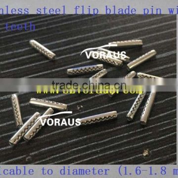 Stainless steel flip blade pin with wave teeth