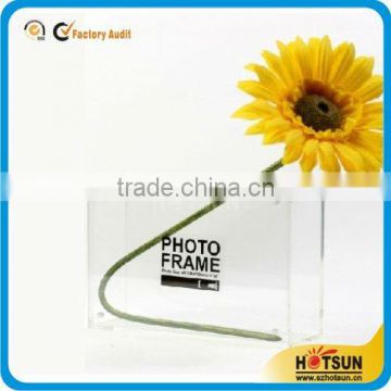 High transparent clear acrylic vase with photo frame