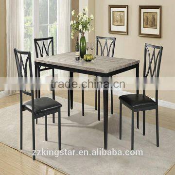 High quality modern design marble top table set cheap metal dining set