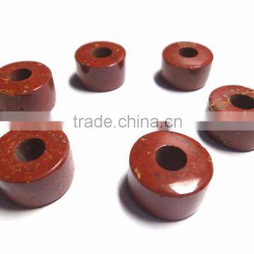 Natural Red Jasper Smooth Handmade Big Hole Tyre Beads photo-4