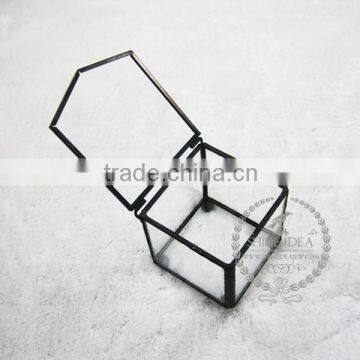 6.5*7.5*7cm Geometric Cube Opening Box Air Plant Planter Glass Terrarium Flower Arrangement Indoor Gradening Greenhouse 0100042