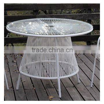 round Steel wicker dining table for outdoor