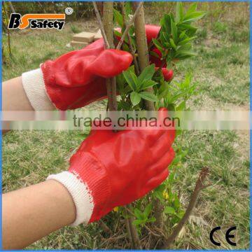 BSSAFETY softtextile PVC glove oil resistant safety gloves with Red pvc coated