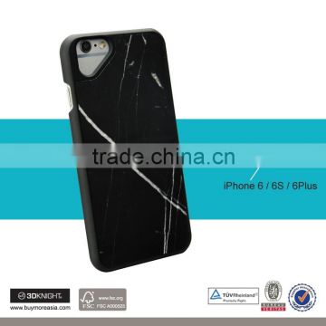 Luxury Hard Phone Case for iPhone 6 Plus, Black Marble for iPhone Case, Real Marble Stone Ultra Slim Cover for iPhone 6 6s