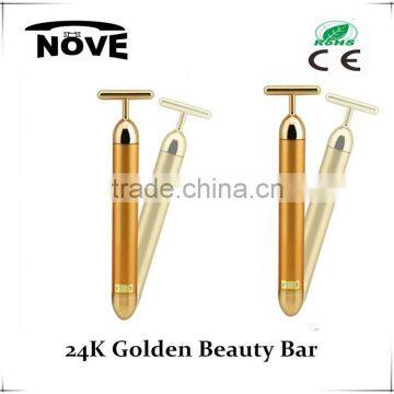 2016 24K Golden Anti-wrinkle vibrate Electric Facial Beauty Bar With 24k Pure Gold