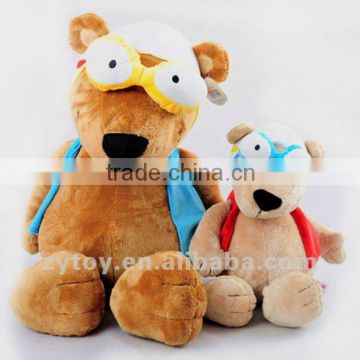 custom soft plush polar bear toy with cute glasses