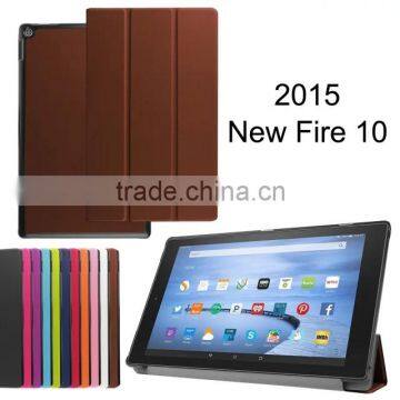 Quality Karst Texture Leather for NEW KINDLE FIRE 2015 10' Leather Case Foldable Smart Case Business Protective Case PC+ PU