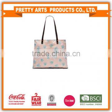 strong leather handles cotton canvs tote beach bag with customer logo